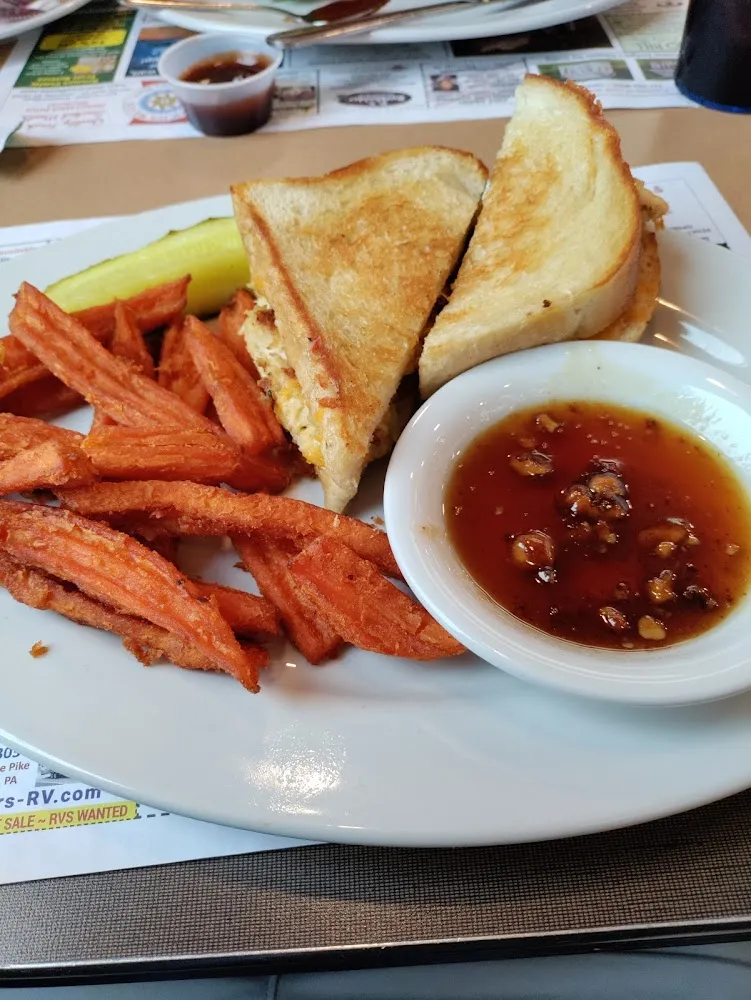 Crabmeat Melt with Sweet Potato Fries